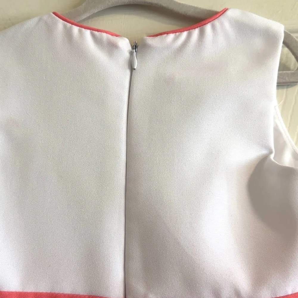 Bonnie Jean Pink and White Sleeveless Dress with A Polka Dot Trim and White Bows